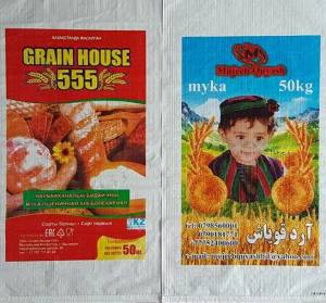 Плоские полипропиленовые мешки Grain House 555 и Муджек мука 50 кг компании Универсал